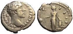 Ancient Coins - Antoninus Pius AR denarius - ANNONA - VF
