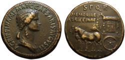 Ancient Coins - 19th C. BMC electrotype - Agrippina AE sestertius - Carpentum
