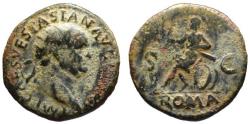 Ancient Coins - Vespasian AE dupondius - Roma seated - Scarce