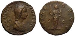 Ancient Coins - Plautilla AE As - PIETAS AUGG - VF+ Very rare
