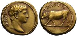 Ancient Coins - 19th C. BMC electrotype - Augustus "AV Aureus" - Heifer