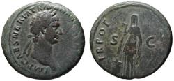 Ancient Coins - Trajan AE As - PIETAS - 98 AD nice VF