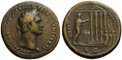 Ancient Coins - Domitian AE sestertius - Emperor blessing matrons - R2 Very Rare