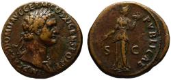 Ancient Coins - Domitian AE As - FIDES PUBLICAE - Impressive bold portrait & Rare with aegis