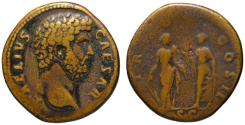 Ancient Coins - Aelius AE sestertius - FORTUNA & SPES - Good portrait and Rare
