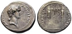 Ancient Coins - Antonia AR denarius - SACERDOS DIVI AUGUTI torches - Extr. Rare