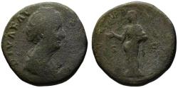 Ancient Coins - Faustina Senior AE sestertius - AETERNITAS standing with Phoenix