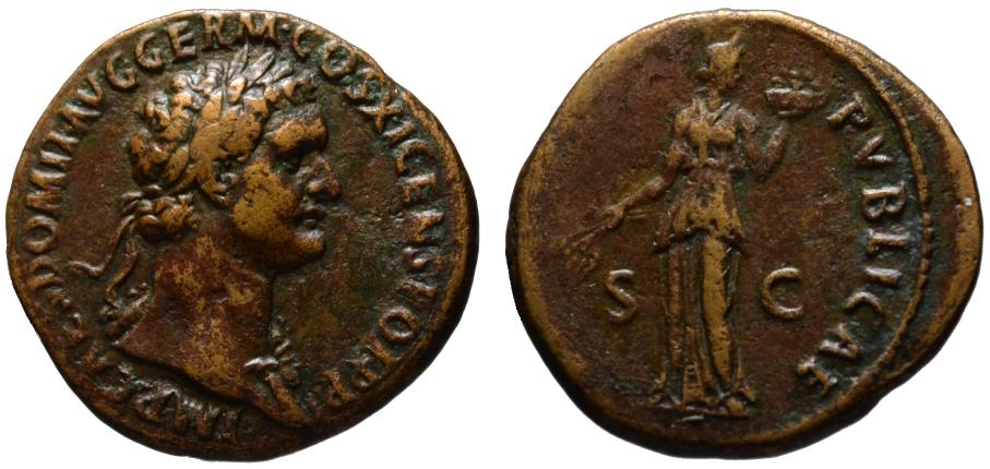 Domitian, AE As, Fides Publica, 86 AD