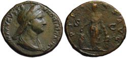 Ancient Coins - Sabina AE sestertius - PIETAS with children - VF