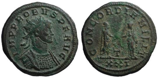 Ancient Coins - Probus AE antoninianus - CONCORDIA MILIT - Good VF