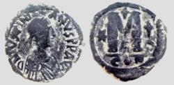 Ancient Coins - Justin I (518-527). Æ 40 Nummi - Constantinople