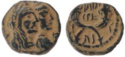Ancient Coins - NABATAEA. Aretas IV, with Shuqailat. 9 B.C.-A.D. 40 AE ,Petra mint,