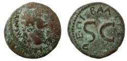Ancient Coins - JUDAEA, Herodians. Agrippa II, with Domitian. Circa 50-100 CE. Æ. Caesarea Maritima mint