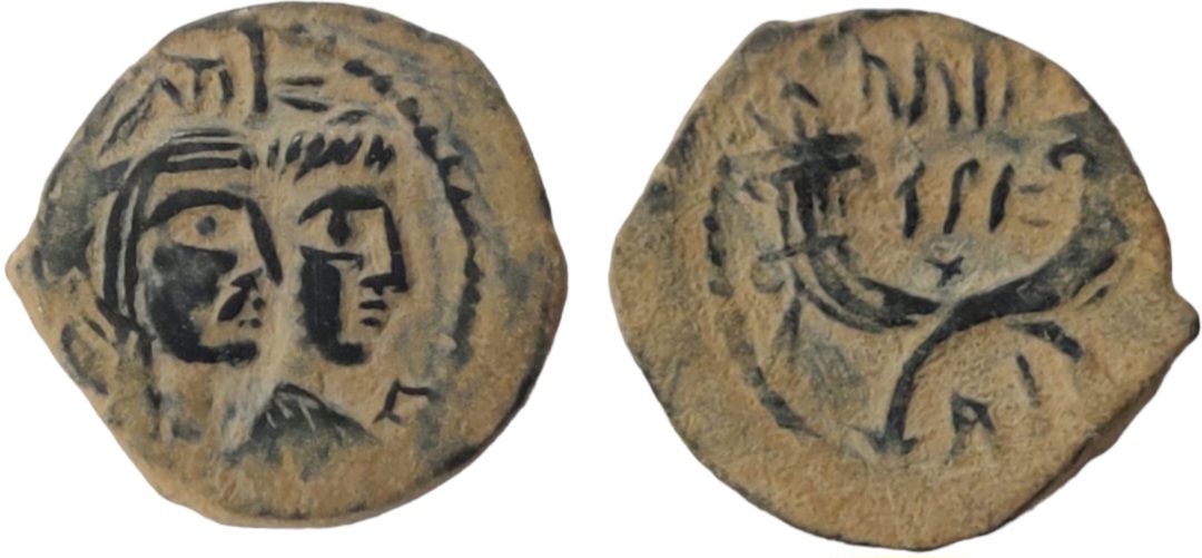 Nabataean Kingdom.Aretas IV with Shuqailat .9 BCE-40 CE.( RY 4