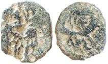 Ancient Coins - NABATAEA. Aretas IV, with Shuqailat I. Circa 9/8 BC-AD 40. Æ . Petra mint..brockage