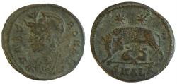 Ancient Coins - City Commemorative . A.D. 330-354. Æ (18 mm, 2.4 g).VRBS ROMA.