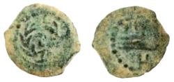 Ancient Coins - JUDAEA, Herodians. Herod II Archelaos. 4 BCE-6 CE. Æ Half Prutah