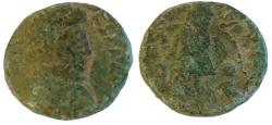 Ancient Coins - JOHANNES. 423-425 AD. AE Salvs Reipvblicae. Victory adv. w. trophy & captive