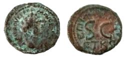 Ancient Coins - JUDAEA, Herodians. Agrippa II, with Domitian. Circa 50-100 CE. Æ. Caesarea Maritima mint