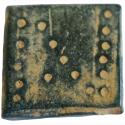 Ancient Coins - BYZANTINE Square bronze weight (13.4 X 12.7 X 3,1mm, 4.4 g) inscribed with dots  N =1 NUMISMATA