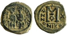 Ancient Coins - Justin II & Sophia AE follis Nicomedia mint.