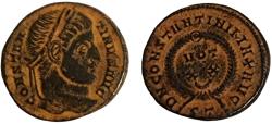 Ancient Coins - Constantine I AE Follis. Ticinum, 320-321 AD.
