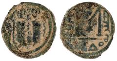 Ancient Coins - BYZANTINE, Justin II, with Sophia. AE follis, Tiberius  mint, 571/2 AD