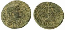 Ancient Coins - Judaea. Herodian dynasty. Agrippa II with Domitian (AD 81-69). AE 22 mm, 11.0 g. Caesarea Panias mint.