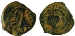 Ancient Coins - JUDAEA, Herodians. Herod II Archelaos. 4 BCE-6 CE. Æ Prutah (15.6mm, 2.2 g). Jerusalem mint