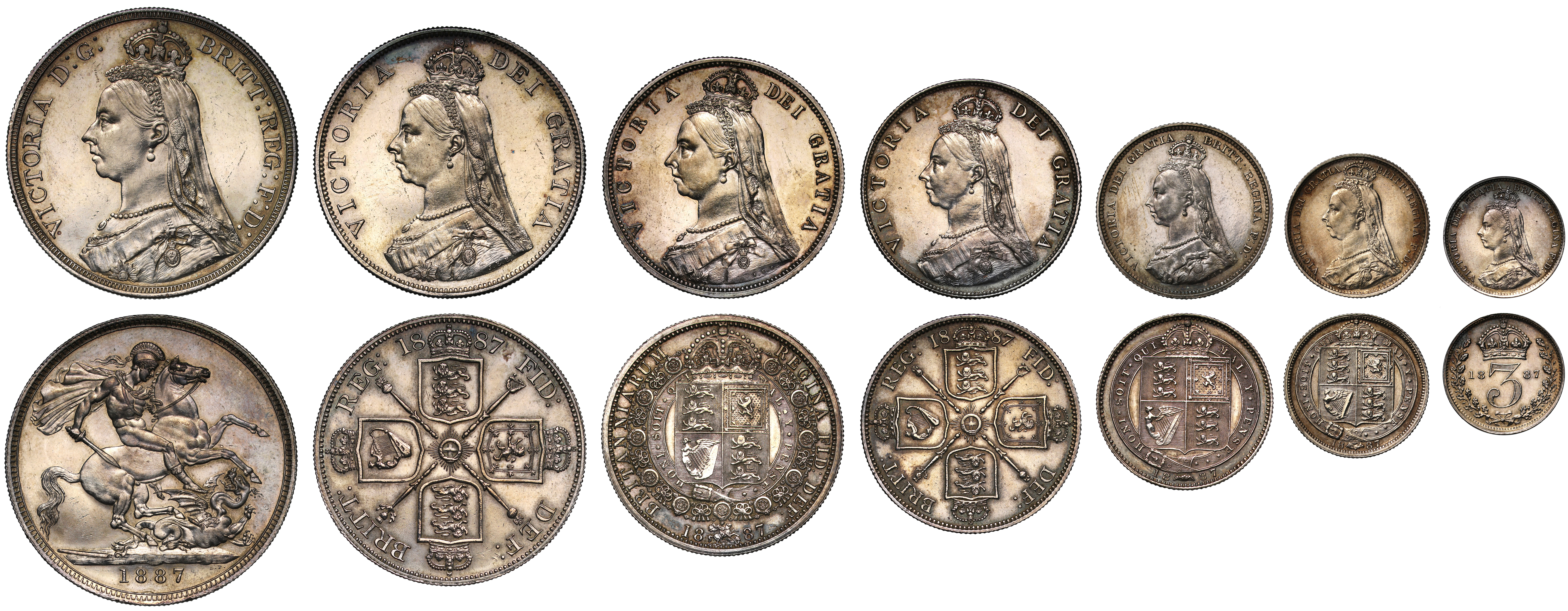 Victoria 1887 deluxe cased 7-coin silver proof Set | European Coins