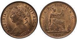 World Coins - Victoria 1893 Farthing, bun head issue