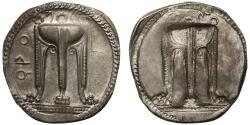 Ancient Coins - Bruttium, Kroton, silver Nomos, NGC XF 4/5 4/5.
