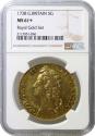 World Coins - George II 1738 Five-Guineas, young bust, MS61+, edge year DVODECIMO