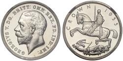 World Coins - George V 1935 silver Jubilee Crown, raised edge letters NGC PF63 CAMEO