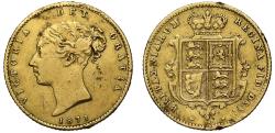 World Coins - Victoria 1871 Half-Sovereign, young head, unrecorded die no. 36