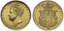 World Coins - George IV 1826 Sovereign, bare head, shield reverse, NGC MS62