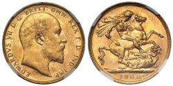 World Coins - Edward VII 1908 P Sovereign Perth Mint, MS62