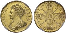 World Coins - Anne 1702 Guinea, Pre-Union, first date of reign, NGC MS60