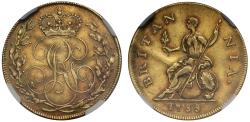 World Coins - George III 1788 Pattern Sixpence struck in gold by J. P. Droz extremely rare