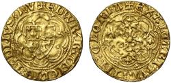 World Coins - Edward III Quarter-Noble, Transitional Treaty period, lis over lion 4th quarter