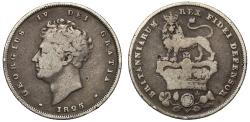 World Coins - George IV 1825 Shilling, bare head, Roman I for 1 in the date