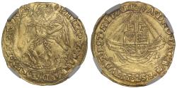 World Coins - Philip and Mary gold Angel mint mark lis MS61 top of population