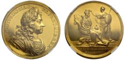 World Coins - Coronation of George I, 1714, gold medal, MS62.
