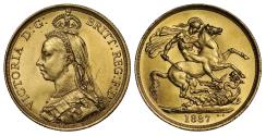 World Coins - Victoria 1887 Two Pounds, Golden Jubilee issue, MS63