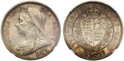 World Coins - Victoria 1893 proof Halfcrown, older veiled head, PF63
