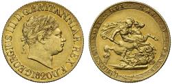World Coins - George III 1820 Sovereign AU53 'open 2' in date NGC AU53