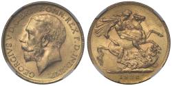 World Coins - George V 1928-SA Sovereign Pretoria Mint MS62