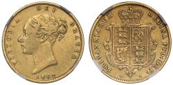 World Coins - Victoria 1862 Half-Sovereign, key date rarity, NGC VF30