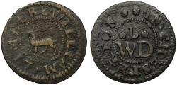 World Coins - 17th Century Cambridge William Limber Farthing, undated, a deer hart