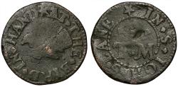 World Coins - 17th Century London Token, Clerkenwell, St Johns Lane, the bird in hand Farthing